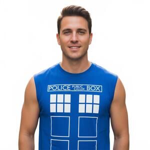 T-Shirt / Doctor Who / Public Call Box / Blue Tank Top / Large / New